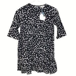 Hayden Girls Black White Spotted Tiered Drop Waist Dress G4382 Size M NWT